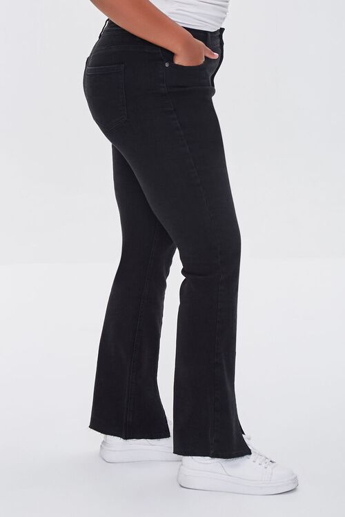 WASHED BLACK Plus Size Frayed Flare Jeans, image 3