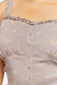 TAUPE/MULTI Plus Size Floral Print Ruffled Crop Top, image 5