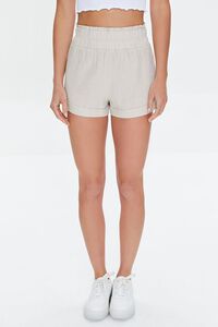 Smocked Linen-Blend Shorts, image 2