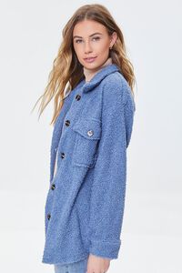 DARK BLUE Faux Shearling Button-Front Shacket, image 3