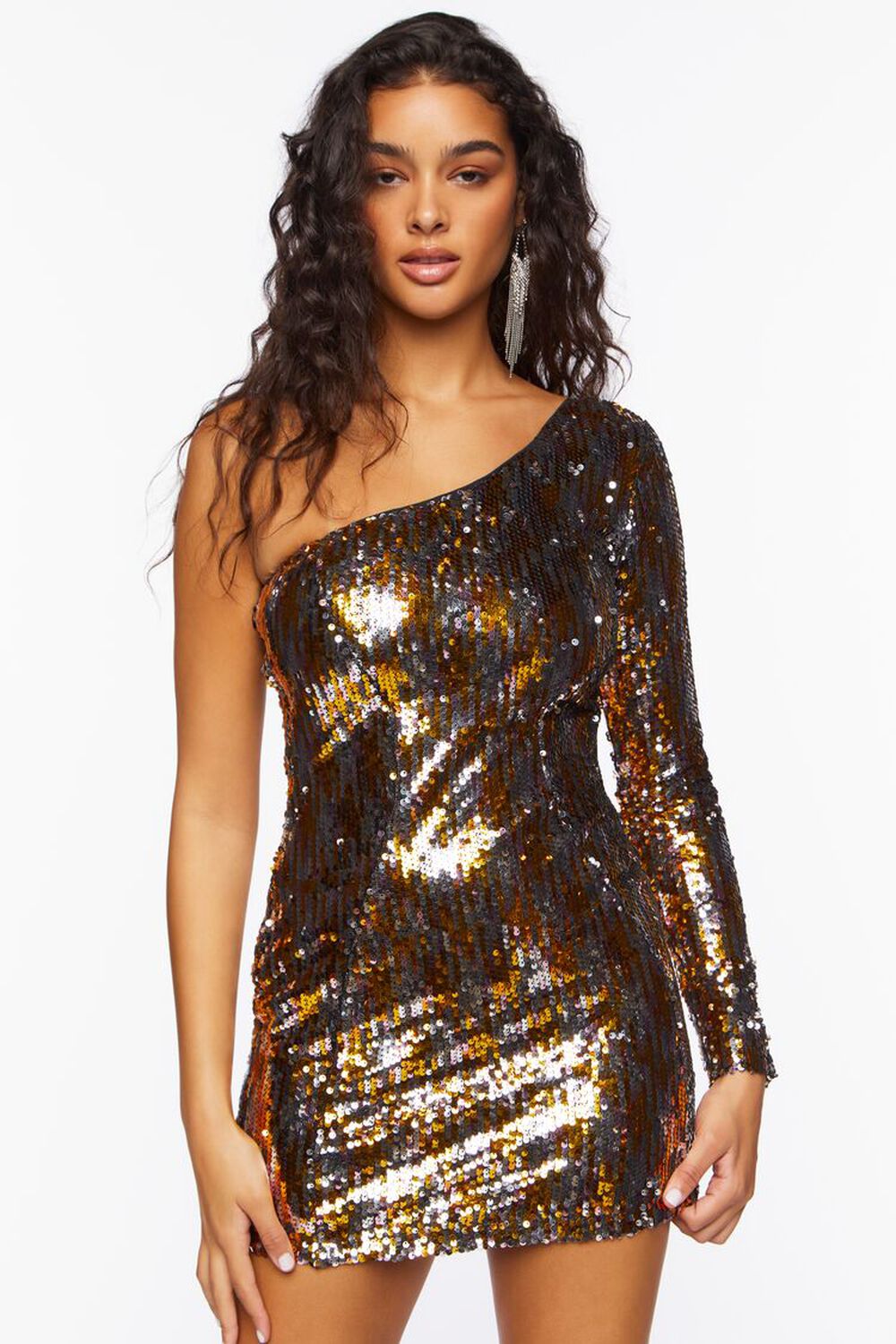 GOLD/MULTI Metallic Sequin Mini Dress, image 1