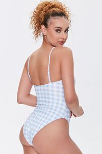 BLUE/WHITE Gingham Bow Cutout One-Piece Swimsuit, image 3
