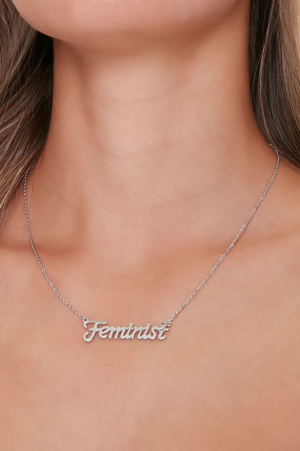 SILVER Feminist Pendant Necklace, image 1