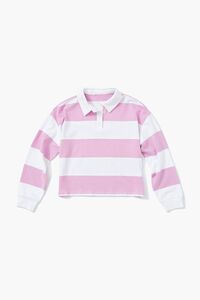 PINK/WHITE Girls Striped Rugby Shirt (Kids), image 1