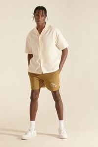 BROWN/WHITE Embroidered Casbah Palace Shorts, image 1