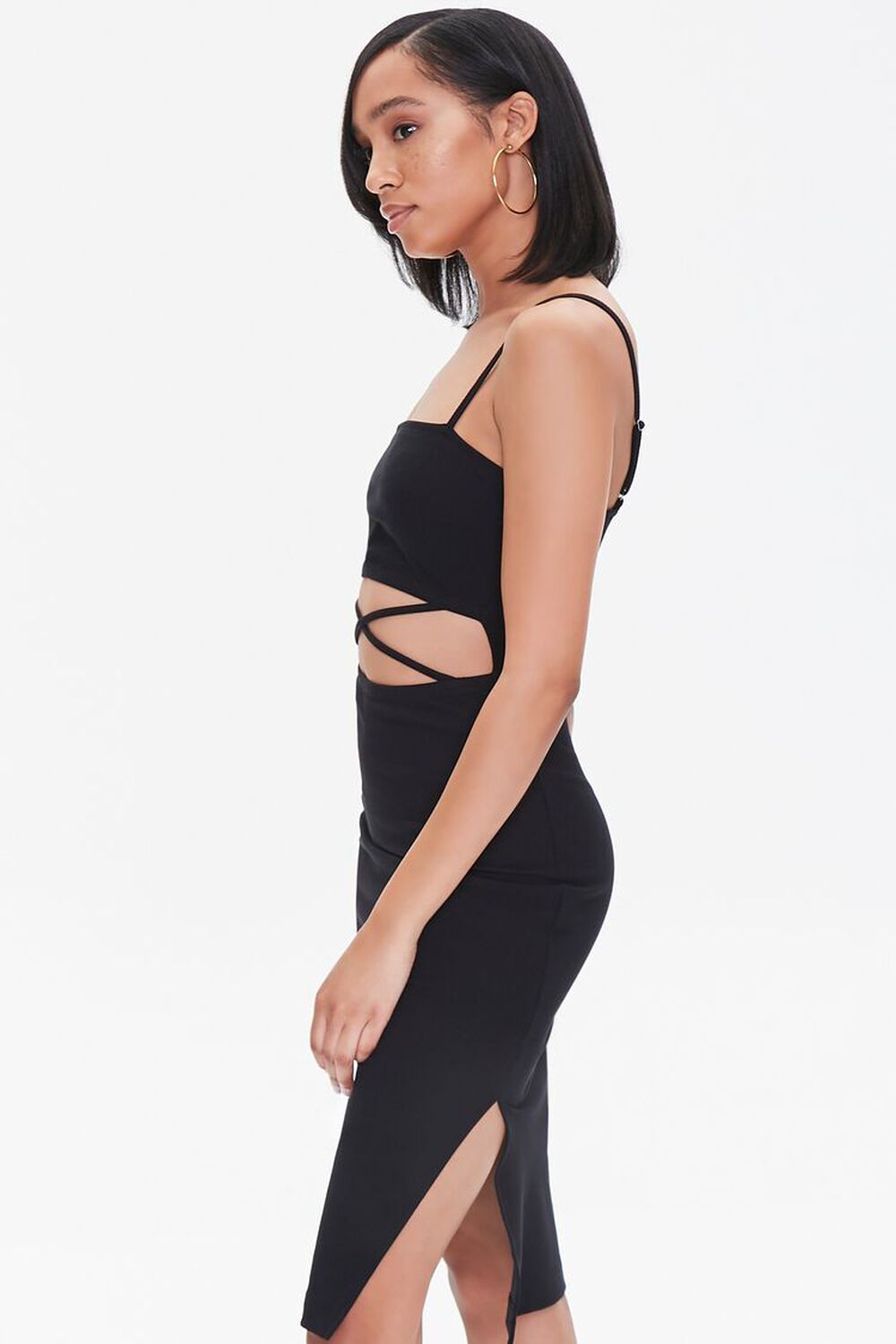 BLACK Strappy Cutout Cami Dress, image 2