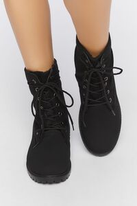 BLACK Faux Suede Lace-Up Booties, image 4