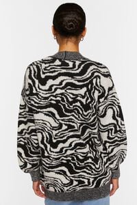 BLACK/CREAM Oversized Abstract Cardigan Sweater, image 3