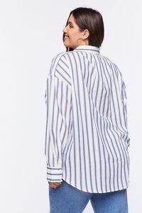 WHITE/NAVY Plus Size Striped Button-Front Shirt, image 3