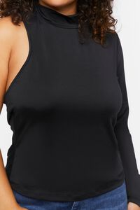 BLACK Plus Size One-Sleeve Cutout Top, image 5