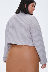 HEATHER GREY Plus Size Ribbed Turtleneck Sweater, image 3