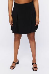 BLACK Plus Size Pleated Mini Skirt, image 2
