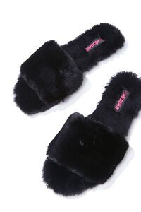 BLACK Faux Fur Slippers, image 3