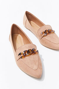 CAMEL Faux Suede Curb Chain Loafers, image 3