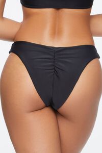 BLACK Ruched Brazilian Bikini Bottoms, image 3