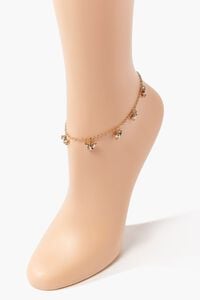 GOLD/CLEAR Rhinestone Butterfly Charm Anklet, image 1