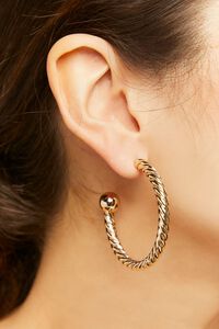 GOLD Twisted Open-End Hoop Earrings, image 1