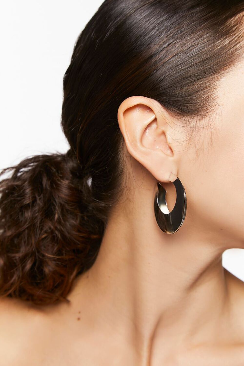 SILVER Wide-Band Hoop Earrings, image 1