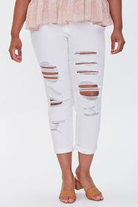 WHITE Plus Size Boyfriend Jeans, image 2