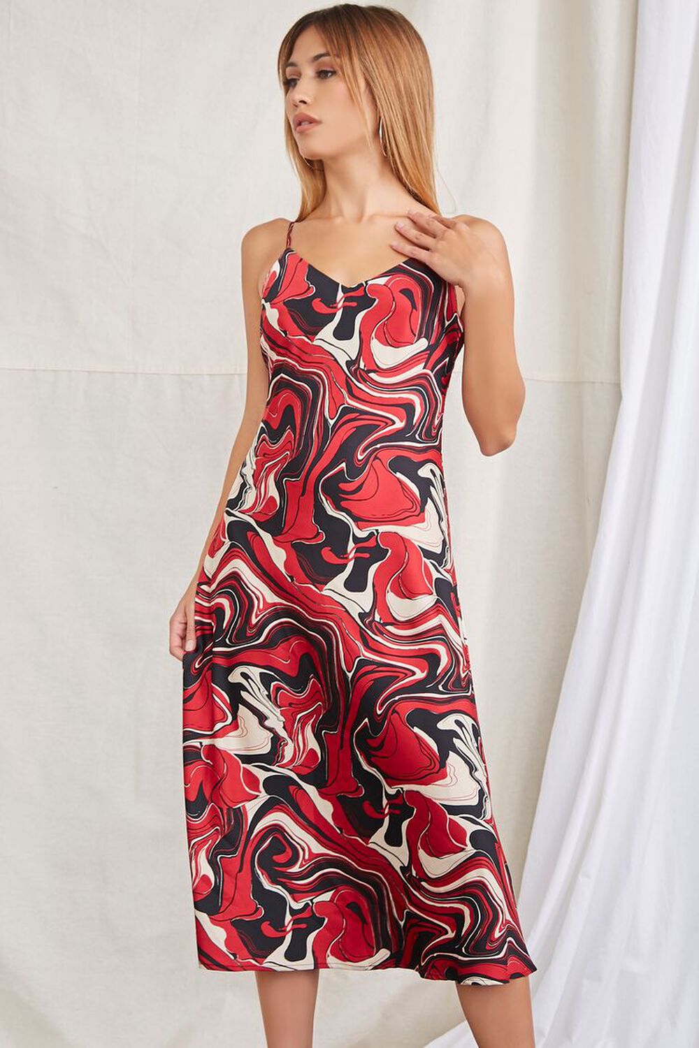 RED/MULTI Abstract Print Cami Dress, image 1