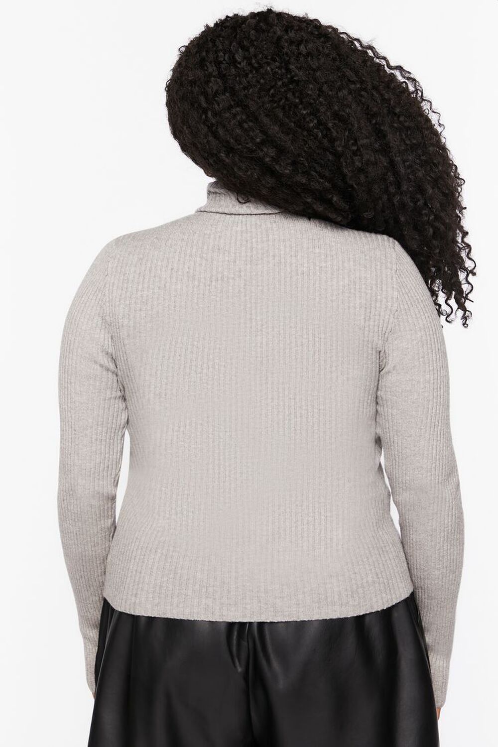 HEATHER GREY Plus Size Sweater-Knit Turtleneck Top, image 3