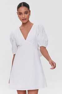 WHITE Cutout Puff Sleeve Mini Dress, image 6
