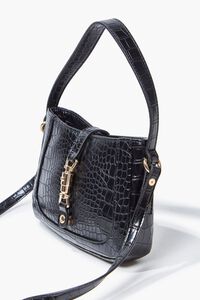 BLACK Faux Croc Leather Crossbody Bag, image 2