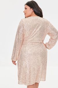 GOLD Plus Size Sequin Wrap Dress, image 3