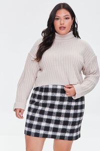 BLACK/MULTI Plus Size Plaid Mini Skirt, image 1