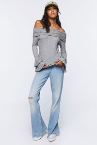 HEATHER GREY Off-the-Shoulder Trumpet-Sleeve Tunic, image 4