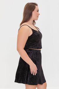 BLACK Plus Size Velvet Cami & Skirt Set, image 2