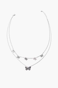 SILVER Butterfly Charm Layered Necklace, image 2
