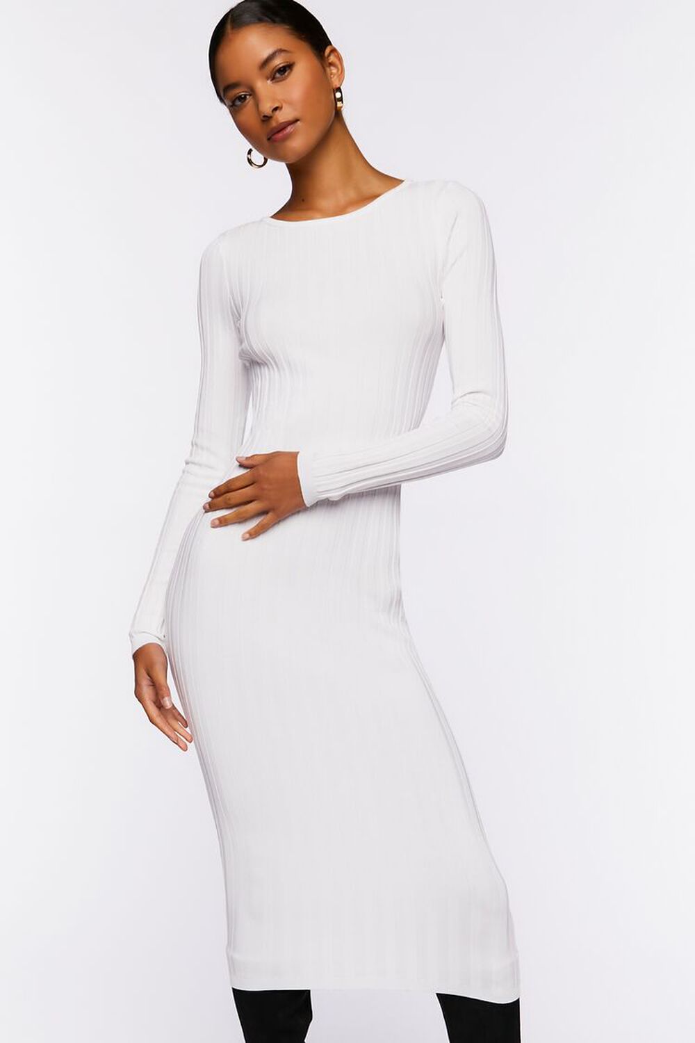 Long-Sleeve Midi Sweater Dress
