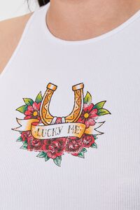 WHITE/MULTI Plus Size Lucky Me Graphic Tank Top, image 5
