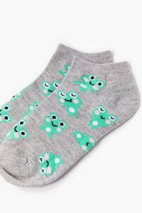 HEATHER GREY/MULTI Kids Frog Print Ankle Socks (Girls + Boys), image 2