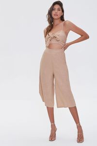 NATURAL Knotted Cutout Culotte Jumpsuit, image 4