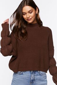 WALNUT Tiered Mock-Neck Sweater, image 1