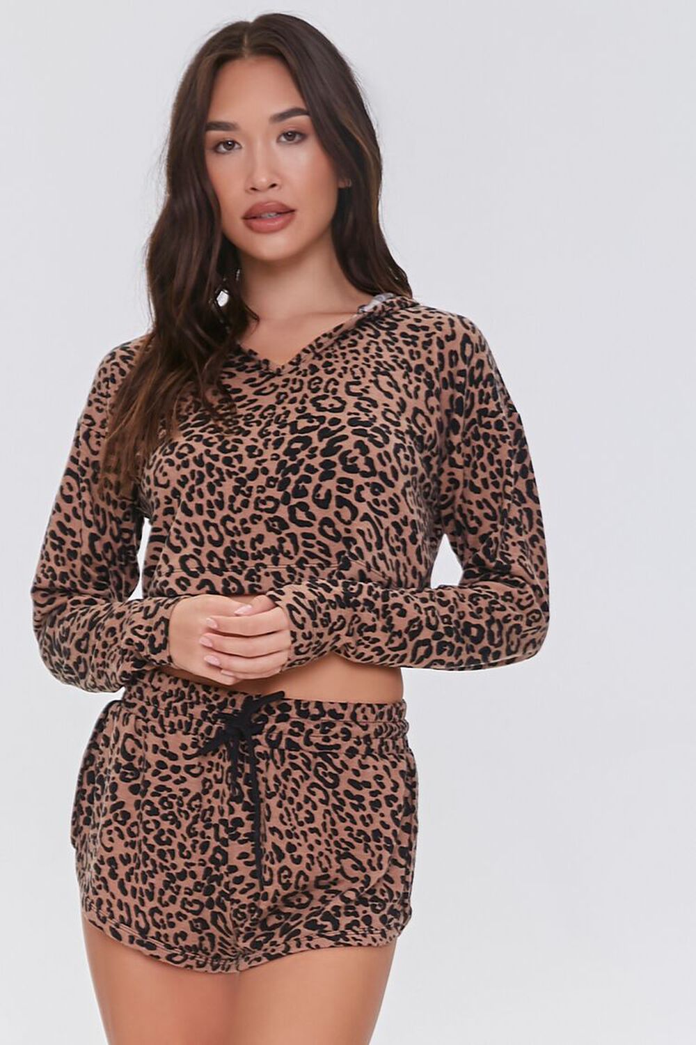 Leopard Print Pajama Shorts, image 1