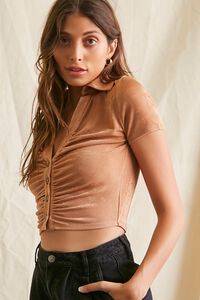CAMEL Ruched Cropped Shirt, image 2