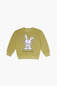 GREEN/MULTI Girls Its Happy Bunny Graphic Pullover (Kids), image 1