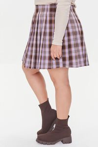 LAVENDER/MULTI Plus Size Plaid Mini Skirt, image 3
