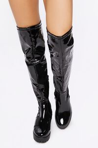 BLACK Faux Patent Leather Over-the-Knee Boots, image 4