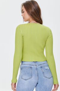 GREEN Ribbed Knit Cardigan Sweater, image 3