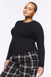 Plus Size Ribbed Long-Sleeve Top, image 2