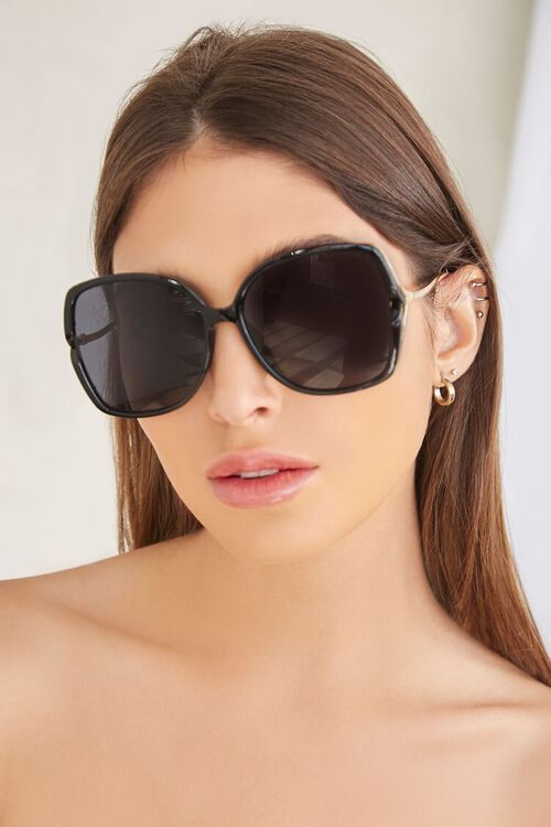 GOLD/BLACK Oversized Metal Sunglasses, image 1