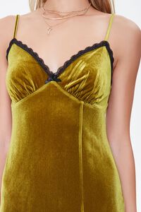 GOLD Velvet Lace-Trim Midi Dress, image 5