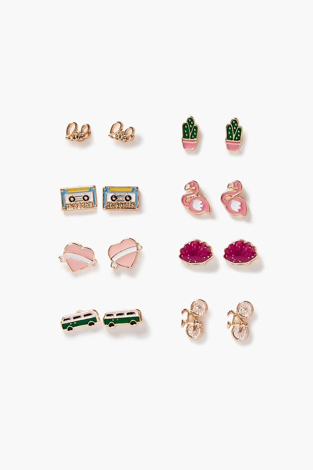 GOLD/PINK Variety Stud Earring Set, image 1