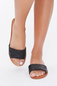 BLACK Basketwoven Slip-On Flat Sandals, image 4