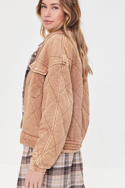 TAUPE Quilted Mineral Wash Zip-Up Jacket, image 2