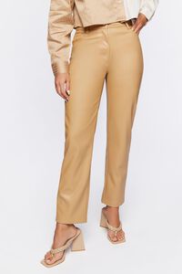 TAN Faux Leather High-Rise Pants, image 2